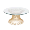 Worlds Away Powell Coffee Table - Gold Leaf/Iron/Glass Top