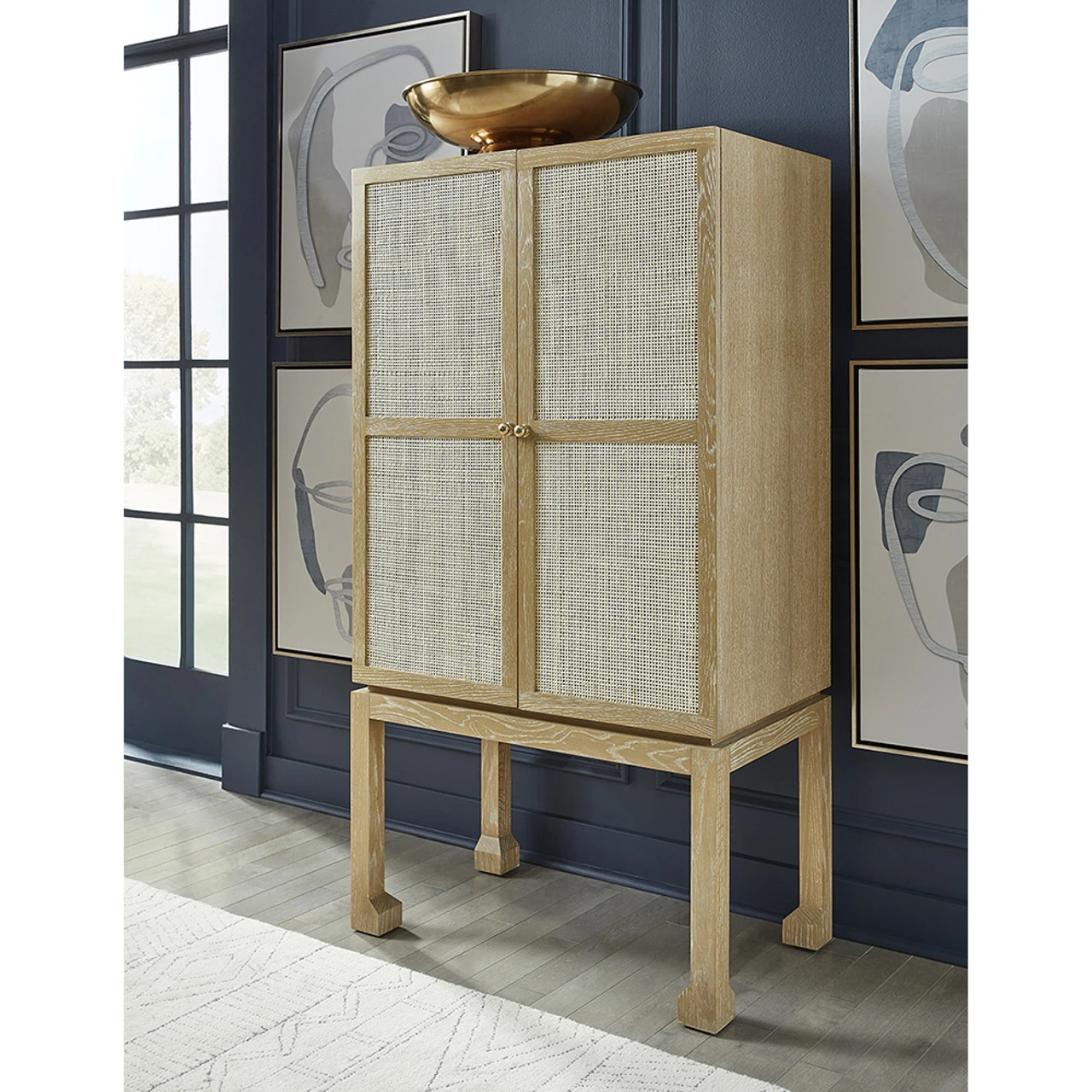 Worlds Away Bar Cabinet - Matte White - Natural Cane Doors 6 Worlds Away Bar Cabinet - Matte White - Natural Cane Doors - Image 6