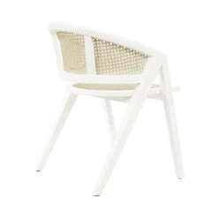 Worlds Away Cane Barrel Back Dining Chair - Matte White Lacquer -Worlds Away WA AERO WH ANGLE BACK 87785.1647957255 ni 70192.1707481604