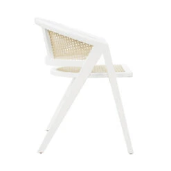 Worlds Away Cane Barrel Back Dining Chair - Matte White Lacquer