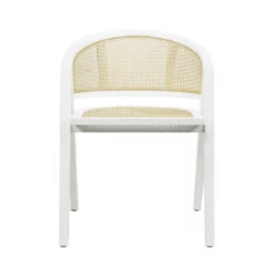 Worlds Away Cane Barrel Back Dining Chair - Matte White Lacquer -Worlds Away WA AERO WH 35210.1647957260 ni 61844.1707481604