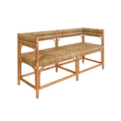 Worlds Away Rattan Bench - Seagrass Wrapped Seat And Seat Back -Worlds Away WA AJAX ANGLE 16338.1695220344 ni 75309.1707481605