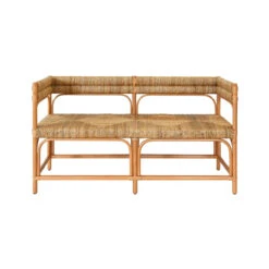 Worlds Away Rattan Bench - Seagrass Wrapped Seat And Seat Back