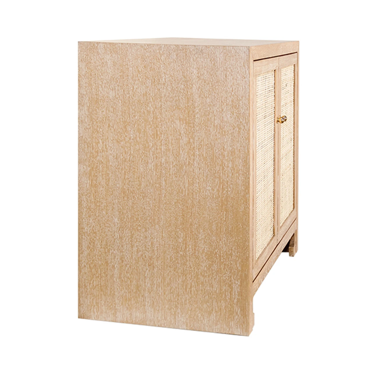 Worlds Away Two Door Cane Cabinet - Brass Hardware - Cerused Oak 4 Worlds Away Two Door Cane Cabinet - Brass Hardware - Cerused Oak - Image 4