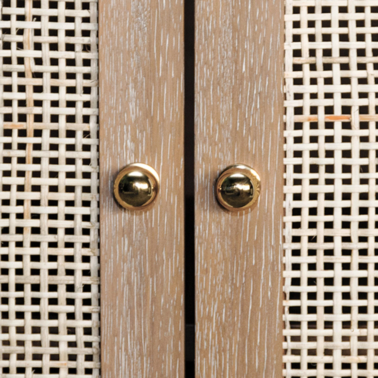 Worlds Away Two Door Cane Cabinet - Brass Hardware - Cerused Oak 1 Worlds Away Two Door Cane Cabinet - Brass Hardware - Cerused Oak
