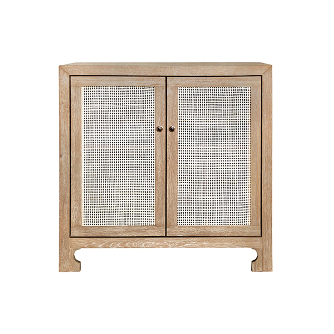Worlds Away Two Door Cane Cabinet - Brass Hardware - Cerused Oak 5 Worlds Away Two Door Cane Cabinet - Brass Hardware - Cerused Oak - Image 5