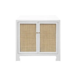 Worlds Away Cane Cabinet W. Brass Hardware - Wh Lacquer -Worlds Away WA ALDEN WH 30299.1615239783 ni 62106.1707481608
