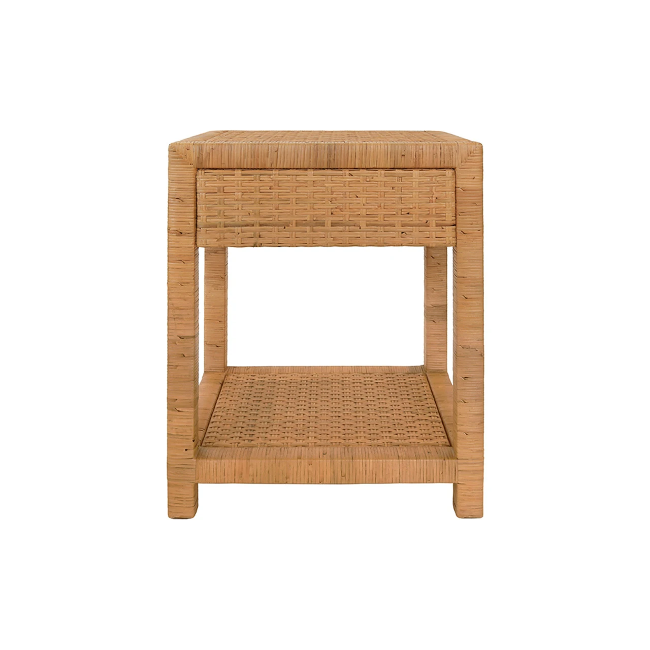 Worlds Away Small One Drawer End Table - Rattan - Brushed Brass Cup Pull 3 Worlds Away Small One Drawer End Table - Rattan - Brushed Brass Cup Pull - Image 3