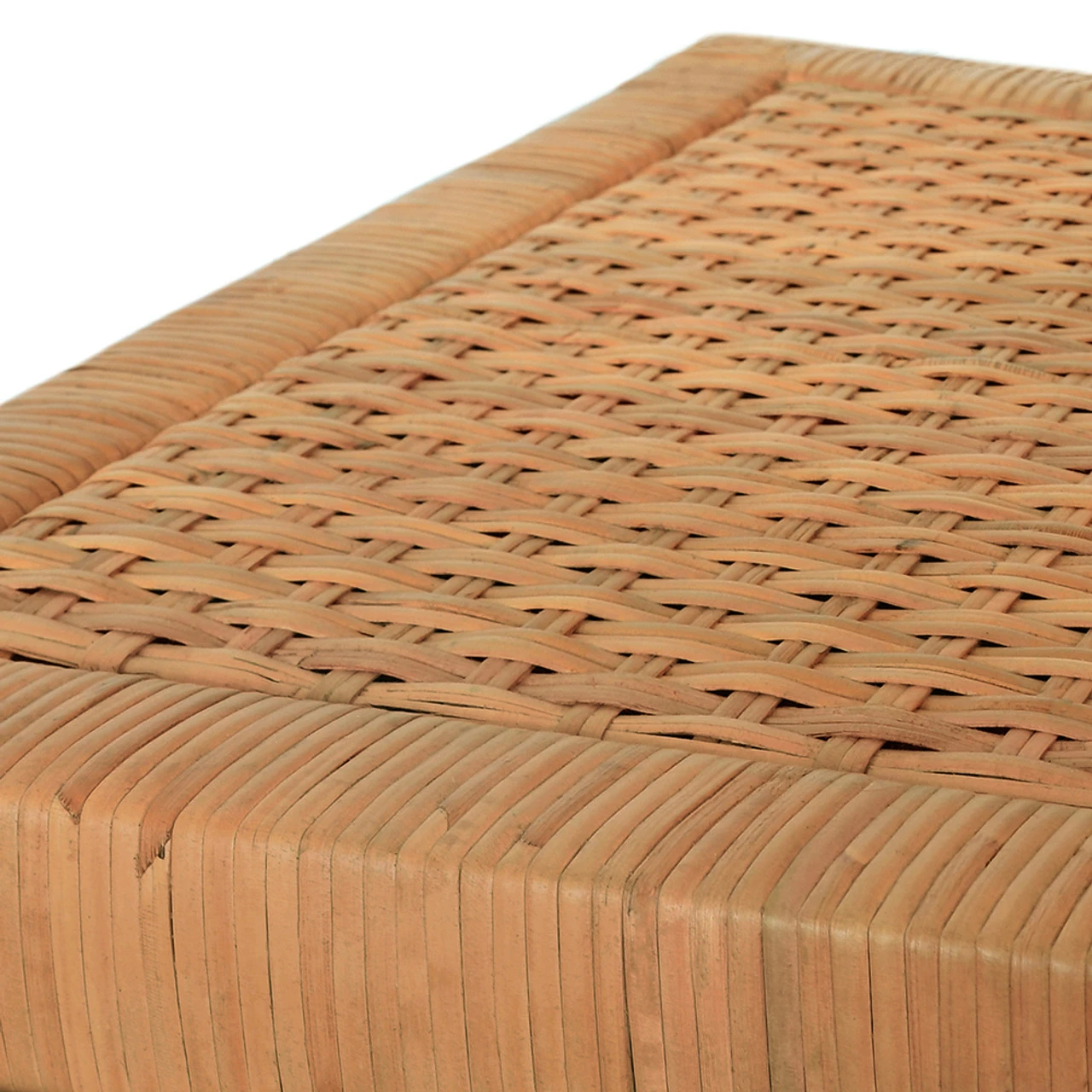 Worlds Away Small One Drawer End Table - Rattan - Brushed Brass Cup Pull 2 Worlds Away Small One Drawer End Table - Rattan - Brushed Brass Cup Pull - Image 2