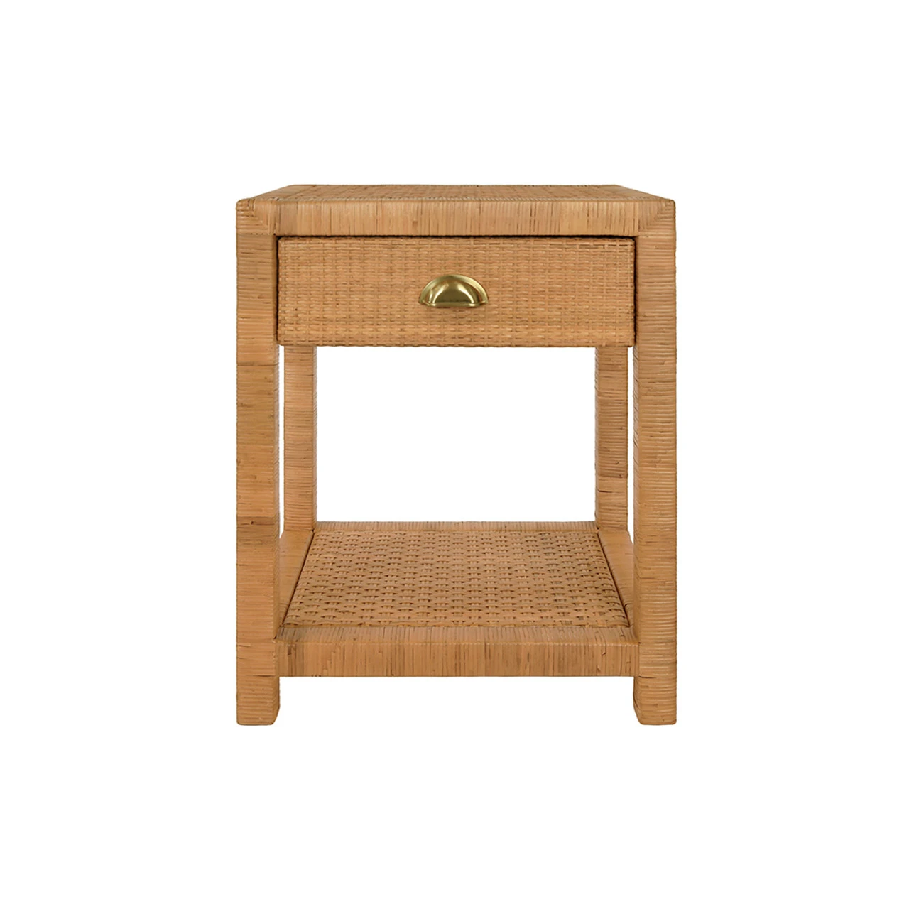 Worlds Away Small One Drawer End Table - Rattan - Brushed Brass Cup Pull 10 Worlds Away Small One Drawer End Table - Rattan - Brushed Brass Cup Pull - Image 10