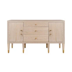 Worlds Away Buffet - Acrlyic And Brass Hardware - Cerused Oak