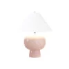 Worlds Away Bulb Shape Ceramic Table Lamp - White Linen Coolie Shade - Blush