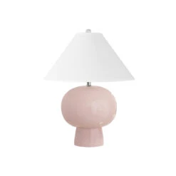 Worlds Away Bulb Shape Ceramic Table Lamp - White Linen Coolie Shade - Blush -Worlds Away WA ANNIE BLUSH 60904.1664833596 ni 39128.1707481618