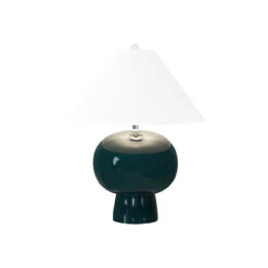 Worlds Away Bulb Shape Ceramic Table Lamp - White Linen Coolie Shade - Teal Green -Worlds Away WA ANNIE TG LIT 08350.1664833559 ni 17365.1707481619
