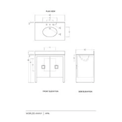 Worlds Away Bath Vanity - Textured Light Blue Linen Doors, Matte White Lacquer Surround, Ant Brass Hardware, White Marble Top, And Porcelain Sink -Worlds Away WA APRIL WEB SIZE 29815.1702072812 ni 47172.1707481621