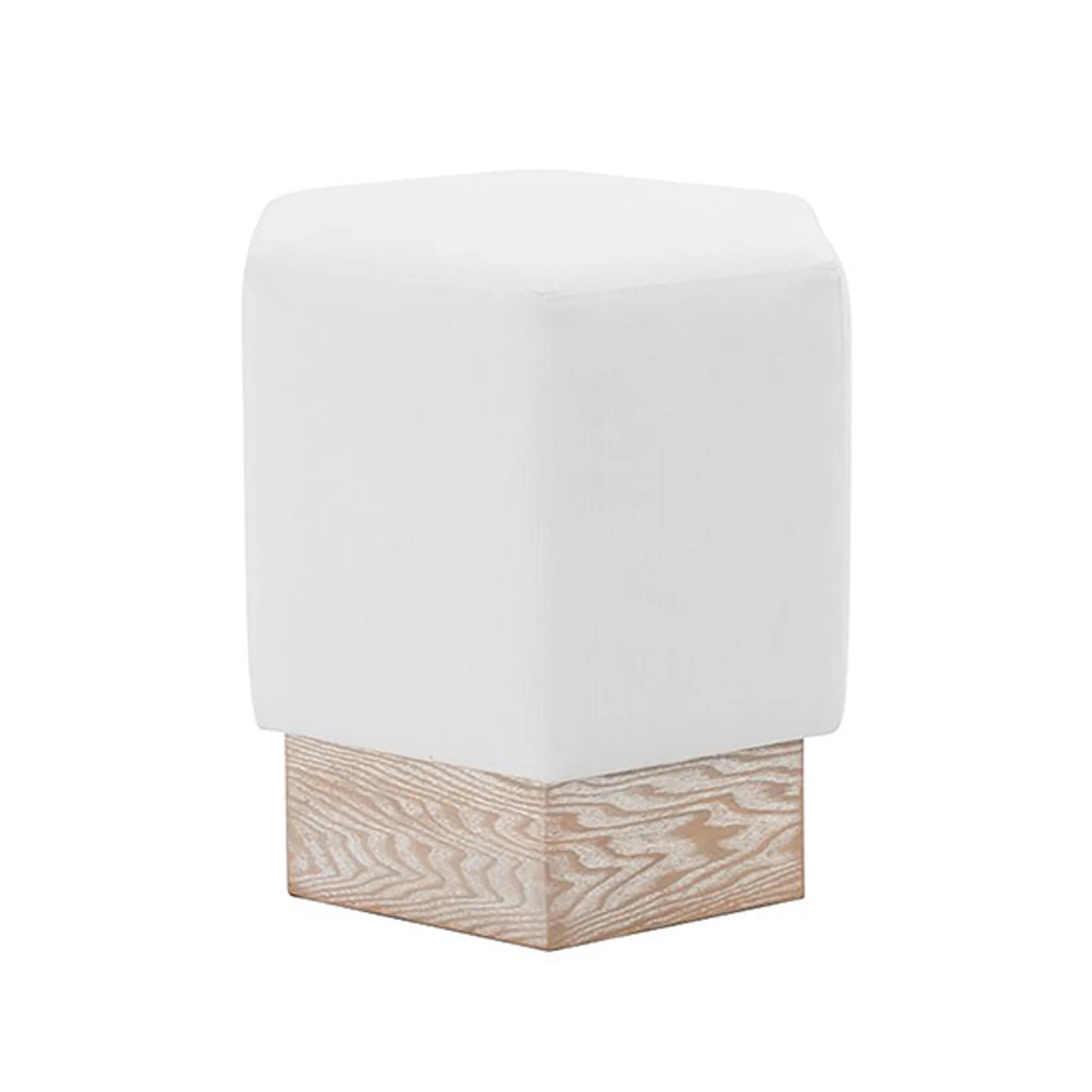 Worlds Away Hexagon Stool - White Linen - Cerused Oak Base 1 Worlds Away Hexagon Stool - White Linen - Cerused Oak Base