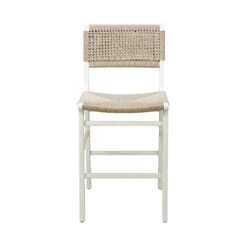 Worlds Away Woven Back Counter Stool - Rush Seat - Matte White Lacquer -Worlds Away WA ASTRID WH FRONT 57954.1619202340 ni 06736.1707481623