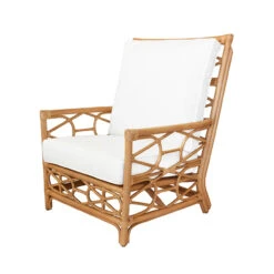 Worlds Away Rattan Club Chair - Ivory Linen Cushion -Worlds Away WA AUBURN ANGLE 86083.1681317076 ni 56584.1707481624