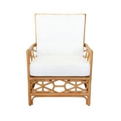 Worlds Away Rattan Club Chair - Ivory Linen Cushion -Worlds Away WA AUBURN FRONT 05240.1681317070 ni 56903.1707481624