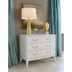 Worlds Away Sabre Leg 3 Drawer Chest - Brass Swing Handle - White Washed Oak -Worlds Away WA AVIS WWO Lifestyle 2 46484.1647965479 ni 41719.1707481625