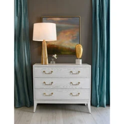 Worlds Away Sabre Leg 3 Drawer Chest - Brass Swing Handle - White Washed Oak -Worlds Away WA AVIS WWO Lifestyle Hensley G Abbie G 40408.1647965479 ni 31327.1707481625