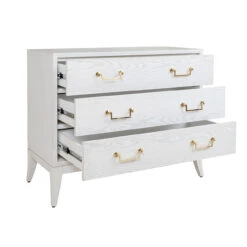 Worlds Away Sabre Leg 3 Drawer Chest - Brass Swing Handle - White Washed Oak -Worlds Away WA AVIS WWO OPEN 15675.1647896863 ni 70541.1707481625