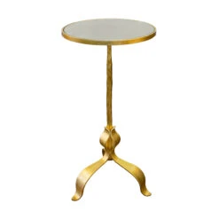 Worlds Away Round Cigar Table - Leaf Leg Detail - Gold Leaf