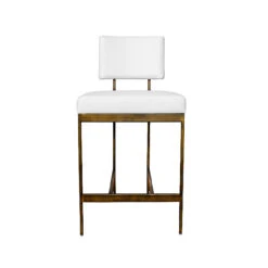 Worlds Away Baylor Counter Stool - Bronze/White Vinyl -Worlds Away WA BAYLOR BWH FRONT 58884.1601915697 ni 04678.1707478896