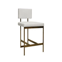 Worlds Away Baylor Counter Stool - Bronze/White Vinyl