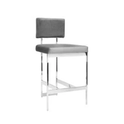 Worlds Away Baylor Counter Stool - Nickel/Grey
