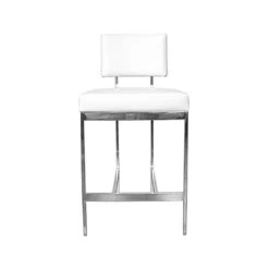 Worlds Away Baylor Counter Stool - Nickel/White -Worlds Away WA BAYLOR NWH FRONT 25159.1591630957 ni 44696.1719029833