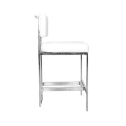 Worlds Away Baylor Counter Stool - Nickel/White -Worlds Away WA BAYLOR NWH SIDE 81862.1591630951 ni 19915.1719029834