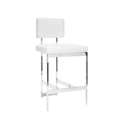 Worlds Away Baylor Counter Stool - Nickel/White -Worlds Away WA BAYLOR NWH 59877.1581106417 ni 44649.1719029833