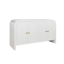 Worlds Away Waterfall Edge Buffet - Fluted Door Front - White Glossy Lacquer -Worlds Away WA BELMONT WH ANGLE 54368.1691786345 ni 46143.1707481628