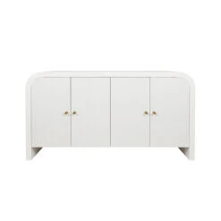 Worlds Away Waterfall Edge Buffet - Fluted Door Front - White Glossy Lacquer -Worlds Away WA BELMONT WH 27667.1647957137 ni 54283.1707481628