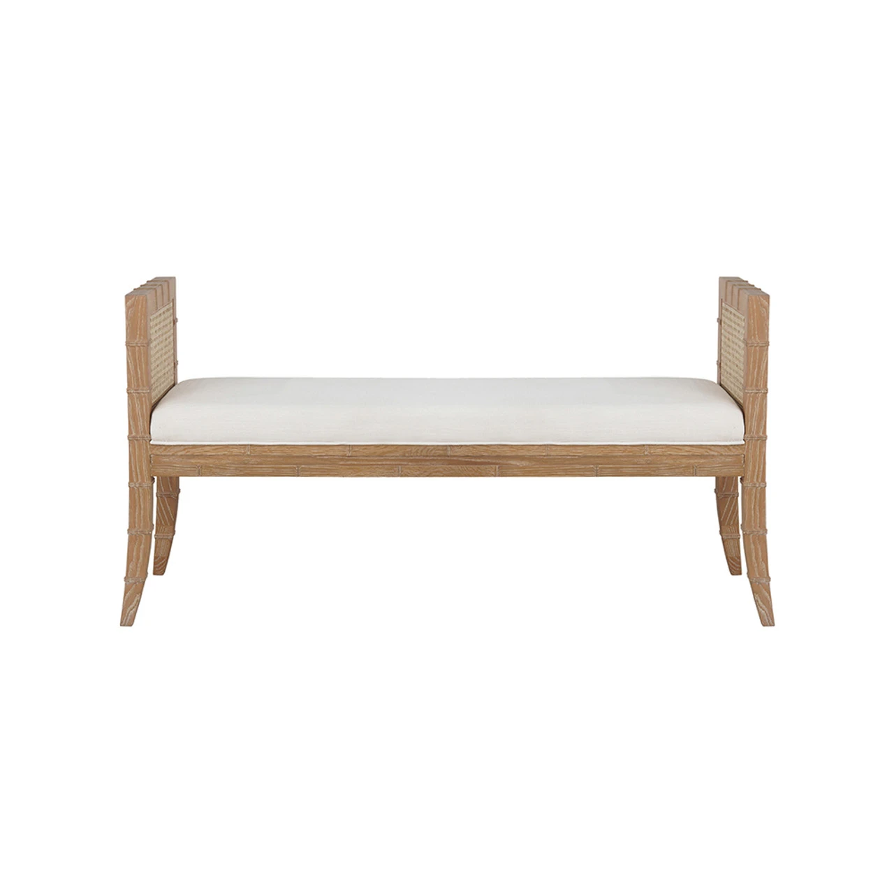 Worlds Away Square Edge Bamboo Detail Bench - Cane Sides - Cerused Oak 5 Worlds Away Square Edge Bamboo Detail Bench - Cane Sides - Cerused Oak - Image 5