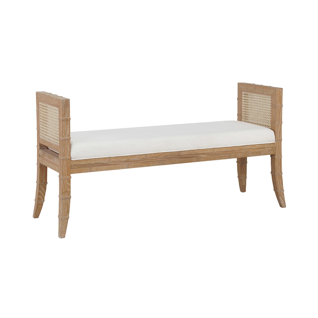 Worlds Away Square Edge Bamboo Detail Bench - Cane Sides - Cerused Oak 1 Worlds Away Square Edge Bamboo Detail Bench - Cane Sides - Cerused Oak