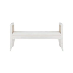 Worlds Away Square Edge Bamboo Detail Bench - Cane Sides - Matte White Lacquer -Worlds Away WA BENEDICT WH FRONT 08961.1695220247 ni 41329.1707481629