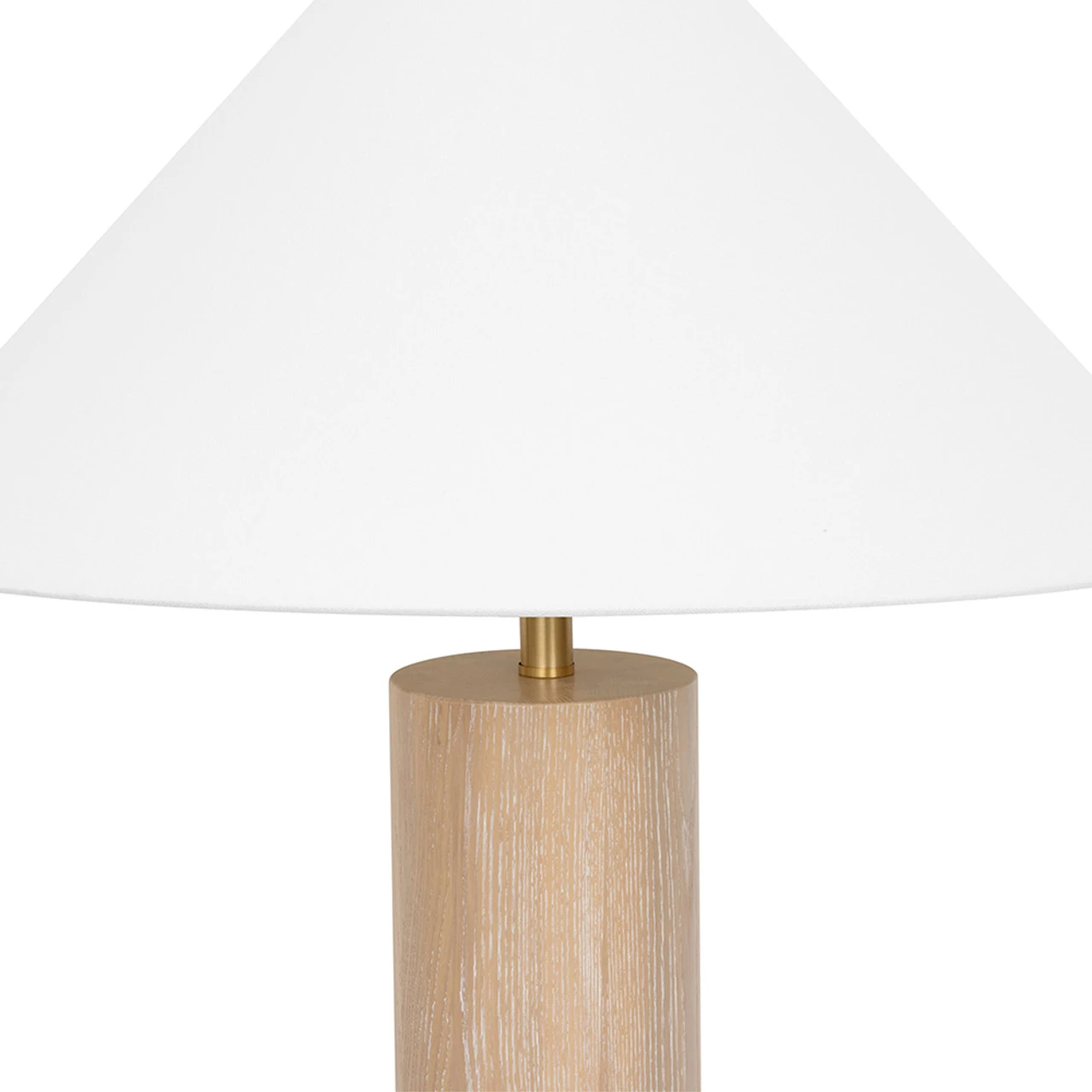 Worlds Away Brushed Brass Base Table Lamp - White Linen Coolie Shade - Cerused Oak 2 Worlds Away Brushed Brass Base Table Lamp - White Linen Coolie Shade - Cerused Oak - Image 2