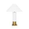 Worlds Away Brushed Brass Base Table Lamp - White Linen Coolie Shade - White Lacquer