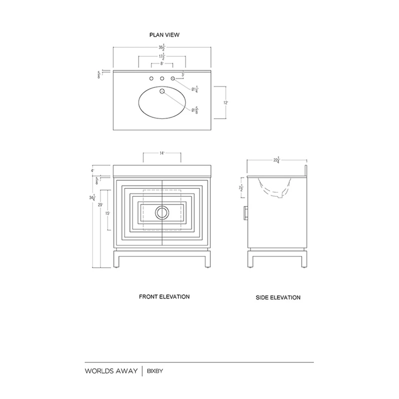 Worlds Away Bath Vanity - Matte White Lacquer - Antique Brass Circle Hardware, White Marble Top, And Porcelain Sink 1 Worlds Away Bath Vanity - Matte White Lacquer - Antique Brass Circle Hardware, White Marble Top, And Porcelain Sink