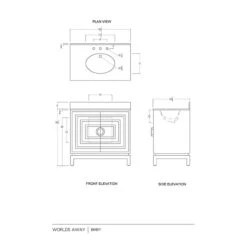 Worlds Away Bath Vanity - Matte Black Lacquer - Antique Brass Circle Hardware, White Marble Top, And Porcelain Sink -Worlds Away WA BIXBY WEB SIZE 72758.1702074230 ni 69537.1707481632