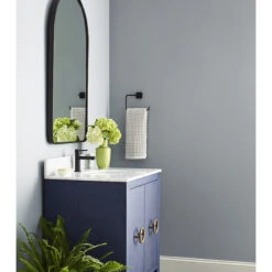 Worlds Away Bath Vanity - Textured Navy Linen W/ Ant. Brass Hardware, White Marble Top, And Porcelain Sink -Worlds Away WA BLANCHE NVY DIANA PARRISH 46034.1659716238 ni 65180.1707481636