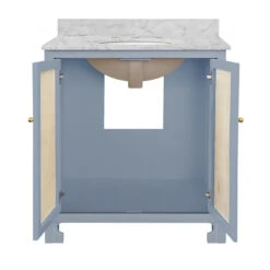 Worlds Away Bath Vanity - Matte Light Blue Lacquer - Cane Front Doors, White Marble Top, Porcelain Sink, And Polished Brass Knobs 11 Worlds Away Bath Vanity - Matte Light Blue Lacquer - Cane Front Doors, White Marble Top, Porcelain Sink, And Polished Brass Knobs -Worlds Away WA BOYD LB 2 OPEN 34246.1695220095 ni 32048.1707481637