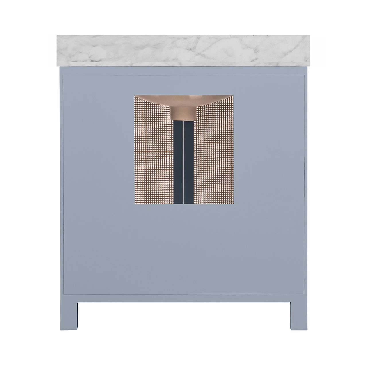 Worlds Away Bath Vanity - Matte Light Blue Lacquer - Cane Front Doors, White Marble Top, Porcelain Sink, And Polished Brass Knobs 7 Worlds Away Bath Vanity - Matte Light Blue Lacquer - Cane Front Doors, White Marble Top, Porcelain Sink, And Polished Brass Knobs - Image 7