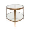 Worlds Away Two Tier Glass Top Oval Coffee Table - Antique Brass