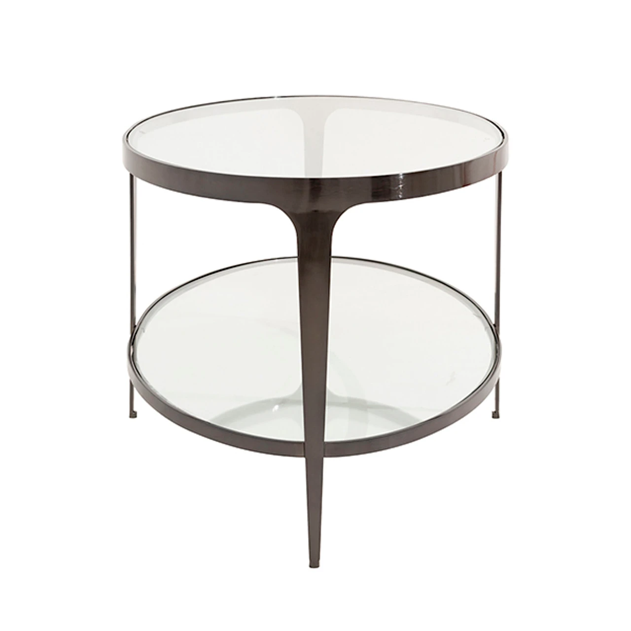 Worlds Away Two Tier Glass Top Oval Coffee Table - Gunmetal 2 Worlds Away Two Tier Glass Top Oval Coffee Table - Gunmetal - Image 2