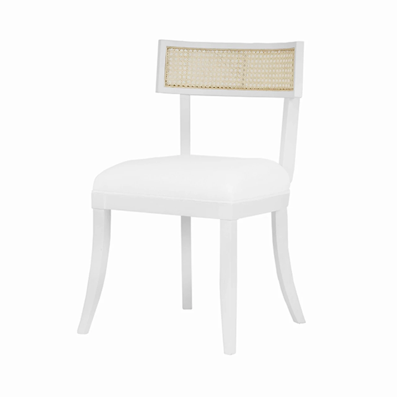 Worlds Away Klismos Dining Chair - Cane Detail - Matte White Lacquer 2 Worlds Away Klismos Dining Chair - Cane Detail - Matte White Lacquer - Image 2