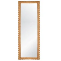 Worlds Away Scallop Edge Rattan Floor Mirror -Worlds Away WA BRITTON FL 72318.1681317141 ni 51443.1707481644