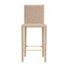 Worlds Away Natural Rope Basketweave Pattern Bar Stool - Antique Brass Stretcher